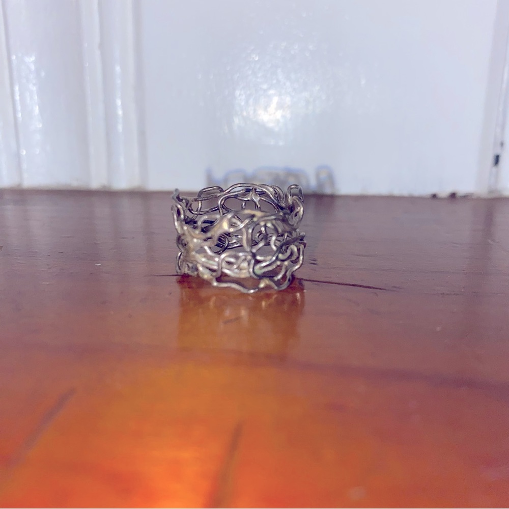 VTG Sterling Silver 925 Handmade Tangled Silver Band Ring